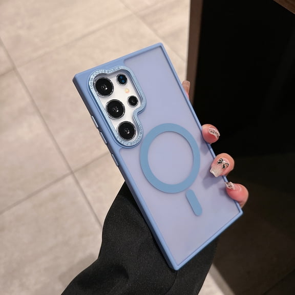 ShellTech Back Cover For Samsung Galaxy S24 Magnetic Protective Case Shock-Absorbent Anti-Scratch Anti-Fingerprint Matte Non-Slip Dust Dirt Proof PC+TPU Wireless Charging Compatible,Skyblue