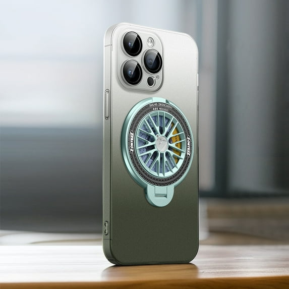 ShellTech Built-in Camera Lens Protector Case for iPhone 13 Pro,Slim PC Magnetic Mag-Safe Case Shockproof Invisible Ring Stand Gradient Back Cover,Green