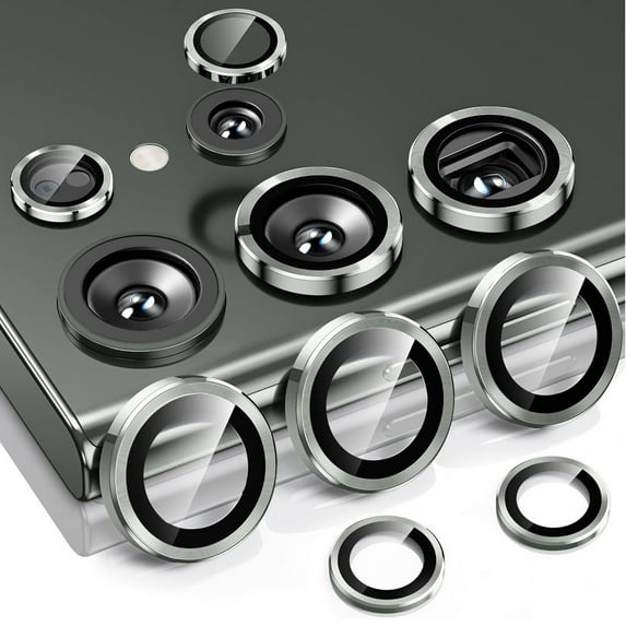 ShellTech Camera Lens Protector Compatible with Samsung Galaxy S24 Ultra, Scratch-Resistant Ultra-Thin Tempered Glass with Aluminum Edge, Set of 5,Gray