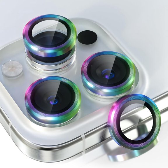 ShellTech Camera Lens Protector Compatible with iPhone 11 Pro Max, Scratch-Resistant Ultra-Thin Tempered Glass with Aluminum Edge, Set of 3,Multicolour