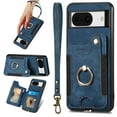 thumbnail image 1 of ShellTech Case for Google Pixel 8,Magnetic Leather Card Holder Wallet RFID-Blocking Case Shockproof TPU Ring Holder Kicsktand Cover with Wrist Strap,Blue, 1 of 7