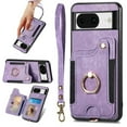 thumbnail image 1 of ShellTech Case for Google Pixel 8,Magnetic Leather Card Holder Wallet RFID-Blocking Case Shockproof TPU Ring Holder Kicsktand Cover with Wrist Strap,Purple, 1 of 7