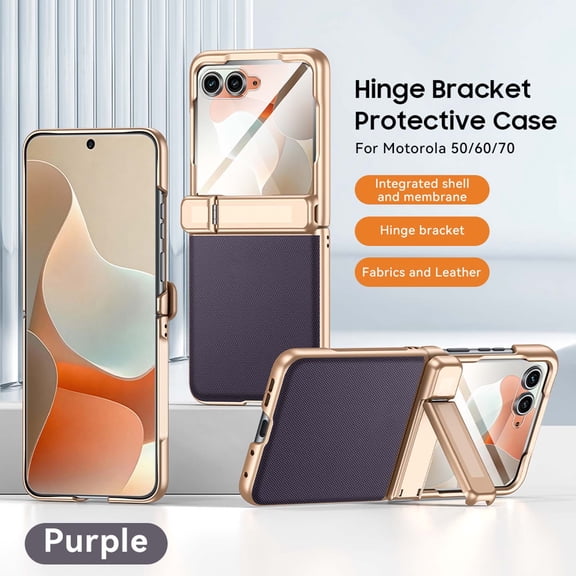 ShellTech Case for Motorola Razr 2026/2025/ 2024 With Screen Protector, Qi Wireless Charging, Bulit-in Kickstands & Hinge Protection, Full Body Cover for Moto Razr 50/60/70,Purple(HD Screen)