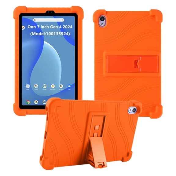 ShellTech Case for Walmart Onn 7 inch Tablet 2024 Model (100135924), Kids Friendly Soft Silicone Adjustable Stand Cover for Onn 7 inch Gen 4 2024 Tablet Case,Orange