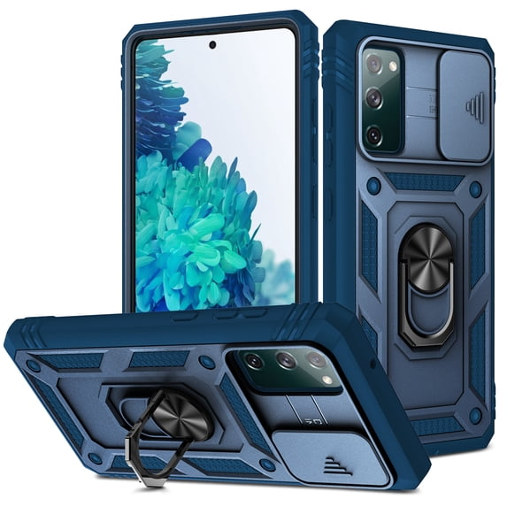 ShellTech Case for Galaxy S20 FE, Shockproof Impact Resistant with Slide Lens Protective Cover Case for Samsung Galaxy S20 FE/S20 FE 5G,Blue