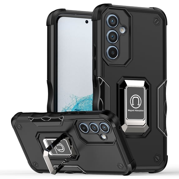 ShellTech Case for Samsung Galaxy A15 5G Shockproof Rubber Case Built-in Kickstand Armor Protective Cover for Galaxy A15 5G,Black
