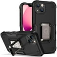 thumbnail image 1 of ShellTech Case for iPhone 14,Shockproof Rubber Case 2-Layer Protection Armor PC Magnetic Ring Holder Kickstand Cover,Black, 1 of 7