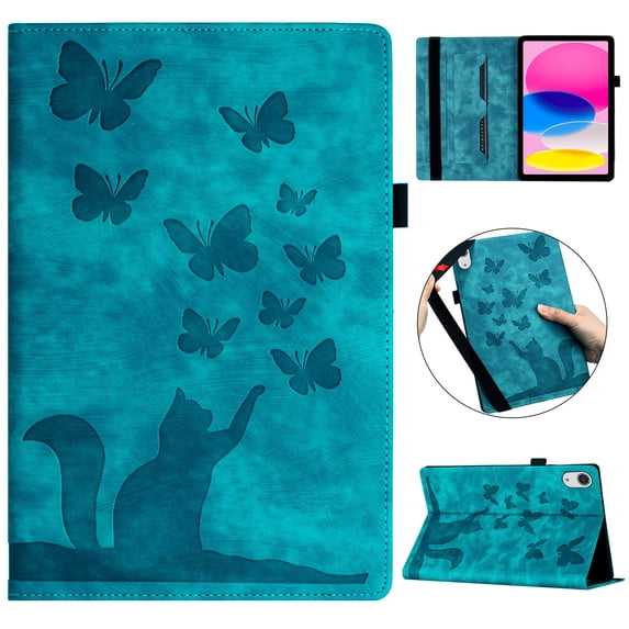 ShellTech Case for iPad 10th Generation ,Shockproof Leather Butterfly&Cat Pattern Case Smart Card Slots Wallet Kickstand Cover for iPad 10.9-inch
10th Gen,Green