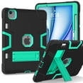 thumbnail image 1 of ShellTech Case for iPad Air 11 inch 2024,Shockproof 3-Layer Protection Case Heavy Duty Kickstand Cover Built-in Pencil Holder for iPad Air 11-in.(M2) 2024,Black+Mint, 1 of 7