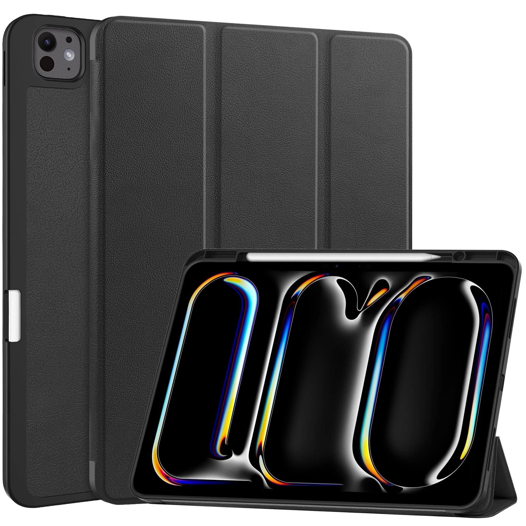 ShellTech Case for iPad Pro 13 inch 2024 with Pencil Holder,Slim Leather Smart  Auto Wake/Sleep Cover Full Body Protective Trifold Stand Soft TPU Back Case For iPad Pro 13" 2024,Black
