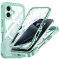 thumbnail image 1 of ShellTech Case for iPhone 16,Rugged Protective Clear Back Hybrid Magnetic Wireless Charging TPE+PC with Built-in Screen Shockproof Protector Phone Case,Green, 1 of 4