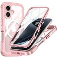 thumbnail image 1 of ShellTech Case for iPhone 16,Rugged Protective Clear Back Hybrid Magnetic Wireless Charging TPE+PC with Built-in Screen Shockproof Protector Phone Case,Pink, 1 of 4