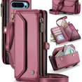 thumbnail image 1 of ShellTech Compatible with Google Pixel 9 Pro XL Crossbody Wallet Case 5G RFID Blocking 7-Card Holder Soft PU Leather Magnetic Snap Strap Zipper Pocket Phone Case,Winered, 1 of 21