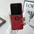 thumbnail image 1 of ShellTech Compatible with Motorola Razr Ultra 2025 PU Leather+Hard PC Magnetic Case with Ring Holder, Slim Shockproof, Wireless Charging Compatible, Anti-Scratch Foldable with Comfortable Grip,Red, 1 of 9