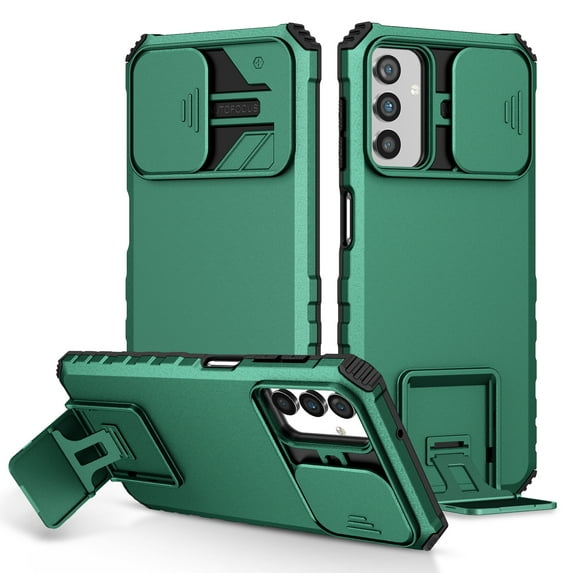 ShellTech Compatible with Samsung Galaxy A15 5G Case,Invisible Kickstand Built-in Slide Lens Cover Military Grade Shockproof Protective Case for Galaxy A15,Darkgreen