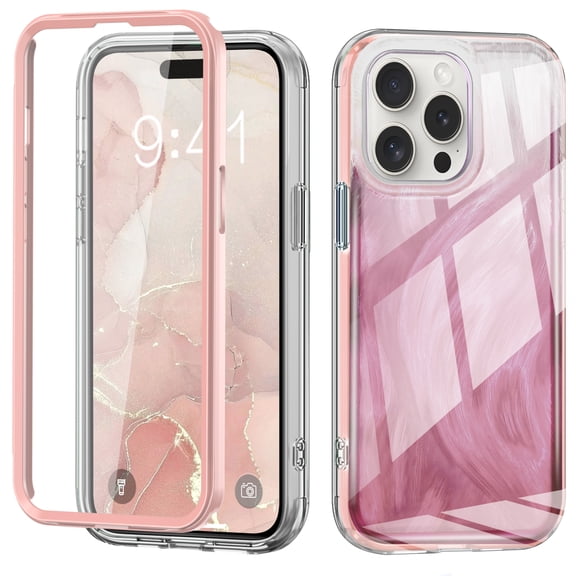 ShellTech Compatible for iPhone 13 Pro Max Case Built with Screen Protector, Lightweight and Stylish Full Body Shockproof Protective Rugged TPU Case for Apple iPhone 13 Pro Max 6.7 inch,Pink