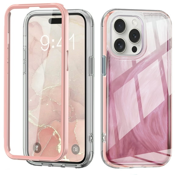 ShellTech Compatible for iPhone 13 Pro Max Case Built with Screen Protector, Lightweight and Stylish Full Body Shockproof Protective Rugged TPU Case for Apple iPhone 13 Pro Max 6.7 inch,Pink