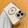 thumbnail image 1 of ShellTech Compatible with iPhone 14 Pro Magnetic Clear Case,Luxury Plating Electroplated Transparent Shockproof MagSafe Case with Full Camera Lens Protector for Women Girl Men,Silver, 1 of 5