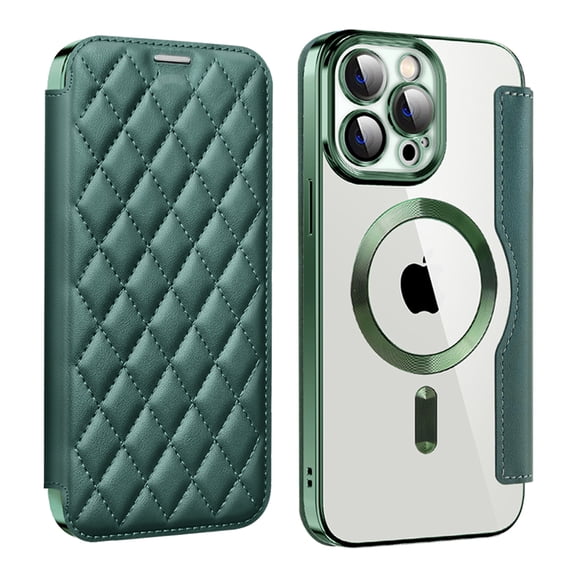 ShellTech Compatible with iPhone 14 Pro Max 6.7" Wallet Case, Magnetic Case with RFID Blocking Credit Card Holder, Personalized Leather Textured Flip Phone Casefor iPhone 14 Pro Max,Darkgreen