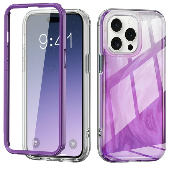 ShellTech Compatible for iPhone 14 Pro Max Case Built with Screen Protector, Lightweight and Stylish Full Body Shockproof Protective Rugged TPU Case for Apple iPhone 14 Pro Max 6.7 inch,Purple