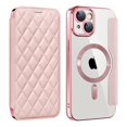 thumbnail image 1 of ShellTech Compatible with iPhone 15 Plus 6.7" Wallet Case, Magnetic Case with RFID Blocking Credit Card Holder, Personalized Leather Textured Flip Phone Casefor iPhone 15 Plus,Pink, 1 of 9