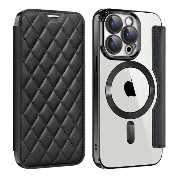 ShellTech Compatible with iPhone 15 Pro 6.1" Wallet Case, Magnetic Case with RFID Blocking Credit Card Holder, Personalized Leather Textured Flip Phone Casefor iPhone 15 Pro,Black