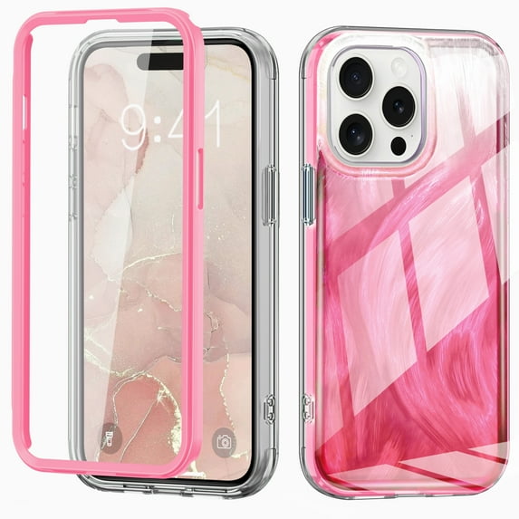 ShellTech Compatible for iPhone 15 Pro Case Built with Screen Protector, Lightweight and Stylish Full Body Shockproof Protective Rugged TPU Case for Apple iPhone 15 Pro 6.1 inch,Rose