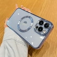 thumbnail image 1 of ShellTech Compatible with iPhone 15 Pro Max Magnetic Clear Case,Luxury Plating Electroplated Transparent Shockproof MagSafe Case with Full Camera Lens Protector for Women Girl Men,Blue, 1 of 5