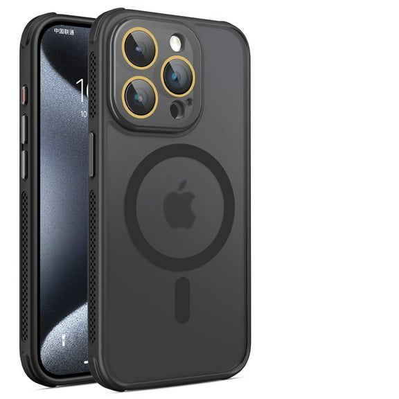 ShellTech Compatible with iPhone 16 Magnetic Case, Upgraded [Full Camera Protection] [Compatible with Magsafe] [Translucent Matte] Shockproof Protective Phone Case Cvoer,Black