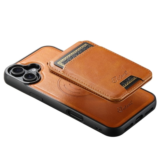 ShellTech Compatible with iPhone 16 Plus Wallet Case, Magnetic 2 in 1 Detachable Card Holder Case, Vintage Leather RFID Blocking Flip Kickstand Case for Men Women,Khaki