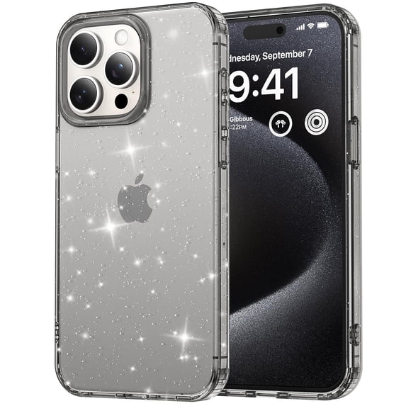 ShellTech Compatible with iPhone 16 Pro Case, Bling Sparkle Soft TPU Anti-Scratch Shockproof Protective Phone Bumper, Women Girls Cute Slim Sparkly Phone Case for iPhone 16 Pro,Black