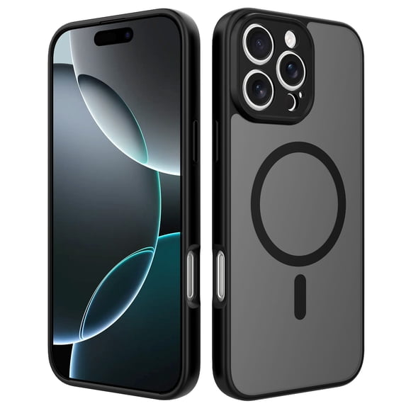 ShellTech Compatible with iPhone 16 Pro Magnetic Slim Case Full Camera Protection, Compatible with Magsafe, Drop Protection,Matte Back Bumper Phone Cover for Women Girls,Black