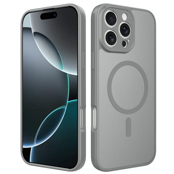 ShellTech Compatible with iPhone 16 Pro Magnetic Slim Case Full Camera Protection, Compatible with Magsafe, Drop Protection,Matte Back Bumper Phone Cover for Women Girls,Gray