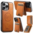 thumbnail image 1 of ShellTech Compatible with iPhone 16 Pro Max Wallet Case, Magnetic 2 in 1 Detachable Card Holder Case, Vintage Leather RFID Blocking Flip Kickstand Case for Men Women,Khaki, 1 of 15