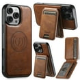thumbnail image 1 of ShellTech Compatible with iPhone 16 Pro Wallet Case, Magnetic 2 in 1 Detachable Card Holder Case, Vintage Leather RFID Blocking Flip Kickstand Case for Men Women,Brown, 1 of 15