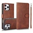 thumbnail image 1 of ShellTech Compatible with iPhone 16 Pro Wallet Case, [RFID Blocking] 3 Card Holder Stand with Credit Card Slot PU Leather Magnetic Protective Flip Cover ,Brown, 1 of 14