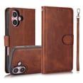 thumbnail image 1 of ShellTech Compatible with iPhone 16 Wallet Case, [RFID Blocking] 3 Card Holder Stand with Credit Card Slot PU Leather Magnetic Protective Flip Cover ,Brown, 1 of 9