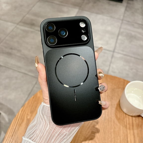 ShellTech Compatible with iPhone 17 Frosted Hard PC Magnetic Case Lightweight Shockproof Slim Matte Wireless Charging Cover Full Camera Lens Protector Anti-Scratch Large Window,Black