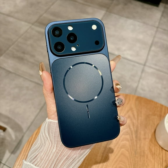 ShellTech Compatible with iPhone 17 Pro Max Frosted Hard PC Magnetic Case Lightweight Shockproof Slim Matte Wireless Charging Cover Full Camera Lens Protector Anti-Scratch Large Window,Darkblue