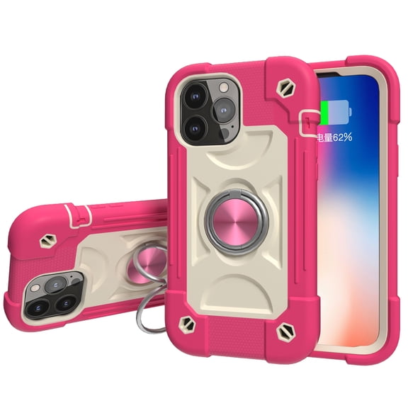 ShellTech Compatible with iPhone 6/6S Rubber Hybrid Armor Case Built-in 360°Rotating Ring Stand, Military Grade Drop Protection Full Body Rugged Heavy Duty Durable Cover,E Rose
