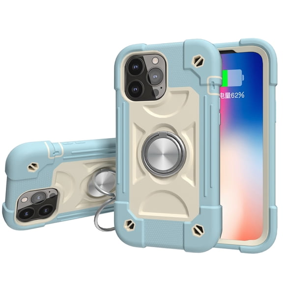 ShellTech Compatible with iPhone 6 Plus/6S Plus Rubber Hybrid Armor Case Built-in 360°Rotating Ring Stand, Military Grade Drop Protection Full Body Rugged Heavy Duty Durable Cover,C Blue