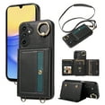 thumbnail image 1 of ShellTech Credit Card Slot Case for Samsung Galaxy A15 5G with Shoulder Strap,Magnetic Leather Flip Card Wallet Case Shockproof Ring Holder Kickstand Cover for Galaxy A15 5G,Black, 1 of 11