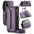 thumbnail image 1 of ShellTech Crossbody Wallet Women Men Bag Case for iPhone 11,Magnetic Leather Flip Case RFID Blocking 10-Card Holder Zipper Bills Slot Cash Pocket Stand Cover with Shoulder Wrist Strap,Purple, 1 of 9