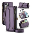 thumbnail image 1 of ShellTech Crossbody Wallet Women Men Bag Case for iPhone 14 Plus,Magnetic Leather Flip Case RFID Blocking 10-Card Holder Zipper Bills Slot Cash Pocket Stand Cover with Shoulder Wrist Strap,Purple, 1 of 9
