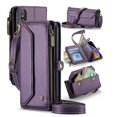 thumbnail image 1 of ShellTech Crossbody Wallet Women Men Bag Case for iPhone X / XS,Magnetic Leather Flip Case RFID Blocking 7-Card Holder Zipper Bills Slot Cash Pocket Stand Cover with Shoulder Wrist Strap,Purple, 1 of 9