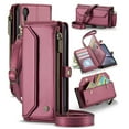 thumbnail image 1 of ShellTech Crossbody Wallet Women Men Bag Case for iPhone XR,Magnetic Leather Flip Case RFID Blocking 10-Card Holder Zipper Bills Slot Cash Pocket Stand Cover with Shoulder Wrist Strap,Winered, 1 of 9