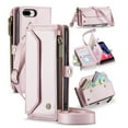 thumbnail image 1 of ShellTech Crossbody Wallet Women Men Case for iPhone 7 Plus / 8 Plus,Magnetic Leather Flip Case RFID Blocking 10-Card Holder Zipper Bills Slot Cash Pocket Stand Cover with Shoulder Wrist Strap,Pink, 1 of 9
