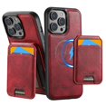 thumbnail image 1 of ShellTech Detachable Magnetic 2 in 1 Wallet Case for iPhone 12/12 Pro,Compatible with Mag-Safe Leather with Credit Card Holder Case Shockproof TPU Kickstand Cover ,Red, 1 of 7