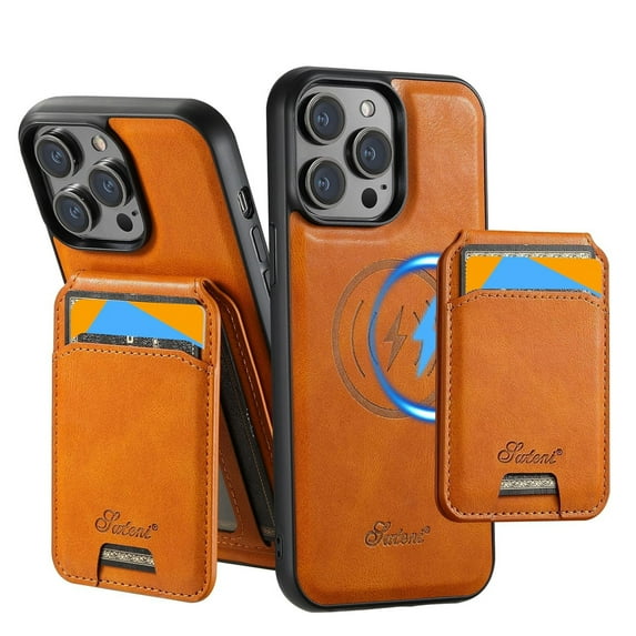 ShellTech Detachable Magnetic 2 in 1 Wallet Case for iPhone 14 Pro,Compatible with Mag-Safe Leather with Credit Card Holder Case Shockproof TPU Kickstand Cover ,Khaki