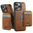 thumbnail image 1 of ShellTech Detachable Magnetic 2 in 1 Wallet Case for iPhone 15 Plus,Compatible with Mag-Safe Leather with Credit Card Holder Case Shockproof TPU Kickstand Cover ,Brown, 1 of 8
